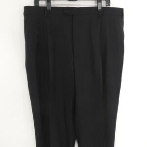 Zanella Bennett Wool Dress Pants Pleated Black Stripe Men's 40x33